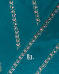 Peacock Blue Embroidered Lehariya Semi Tussar Silk Saree