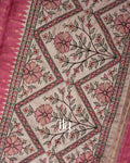 Onion Pink Floral Embroidered Semi Tussar Silk Saree 