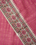 Onion Pink Floral Embroidered Semi Tussar Silk Saree 