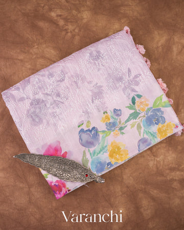 Pastel Baby Pink Semi Tussar Silk Saree