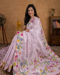Pastel Baby Pink Semi Tussar Silk Saree