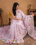 Pastel Baby Pink Semi Tussar Silk Saree