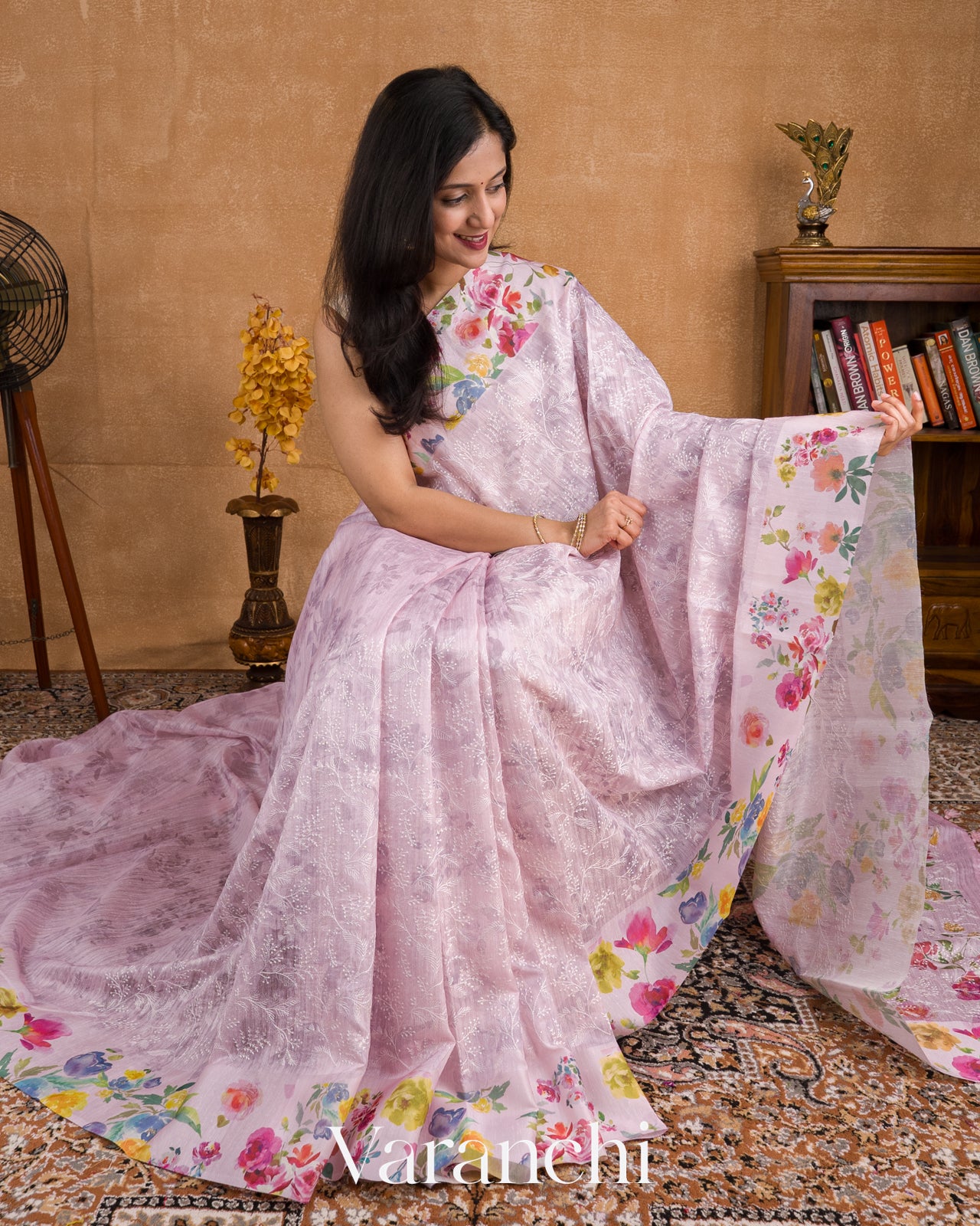 Pastel Baby Pink Semi Tussar Silk Saree