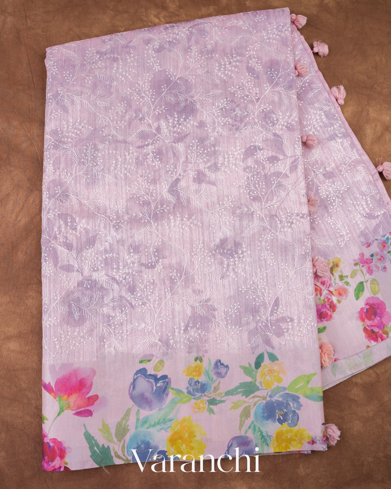 Pastel Baby Pink Semi Tussar Silk Saree