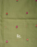 Pista Green Floral Embroidered Semi Kota Silk Saree 