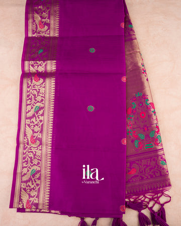 Purple Paithani Semi Silk Saree