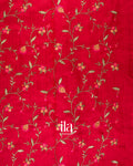 Cherry Red Embroidered Semi Tussar Silk Saree  