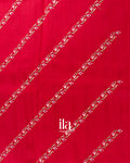Cherry Red Embroidered Lehariya Semi Tussar Silk Saree