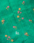 Emerald Green Embroidered Semi Tussar Silk Saree