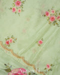 Light Green Digital Printed and Embroidered Tissue Silk Saree