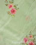 Light Green Digital Printed and Embroidered Tissue Silk Saree