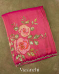 Pink Digital Printed and Embroidered Tissue Silk Saree