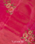 Pink Digital Printed and Embroidered Tissue Silk Saree