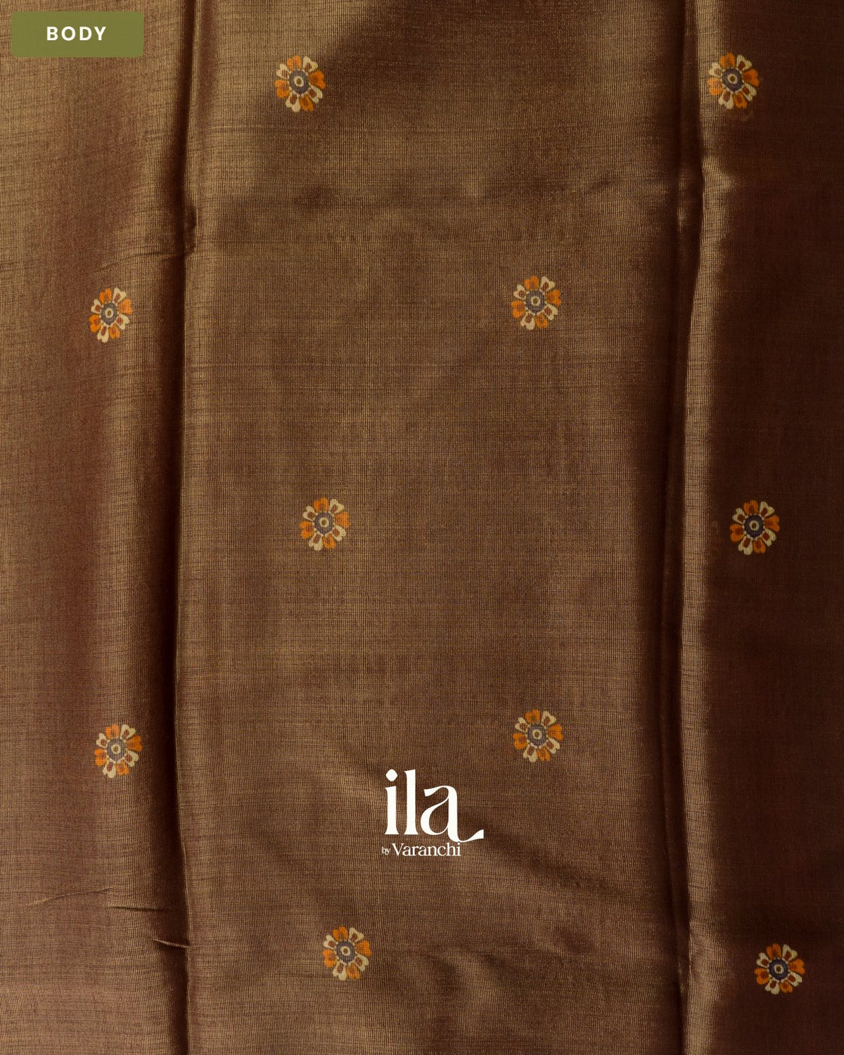 Coffee Brown Cotton Tissue Saree — Body