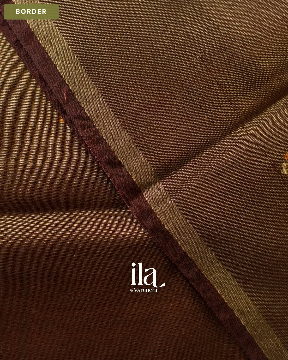 Coffee Brown Cotton Tissue Saree — Border