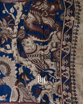 Deep Plum Kalamkari Hand-Printed Semi Mangalgiri Silk Cotton Saree