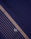 Navy Blue Floral Embroidered Assam Silk Saree