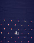 Navy Blue Floral Embroidered Assam Silk Saree