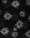 Black Floral Digital Printed Pure Chanderi Silk Cotton Saree