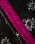 Black Floral Digital Printed Pure Chanderi Silk Cotton Saree