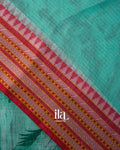 Teal Green Nature Print Pure Kota Cotton Saree