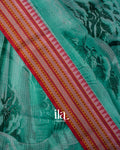 Teal Green Nature Print Pure Kota Cotton Saree