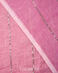 Rose Pink Sequin Striped Pure Mul Cotton Saree