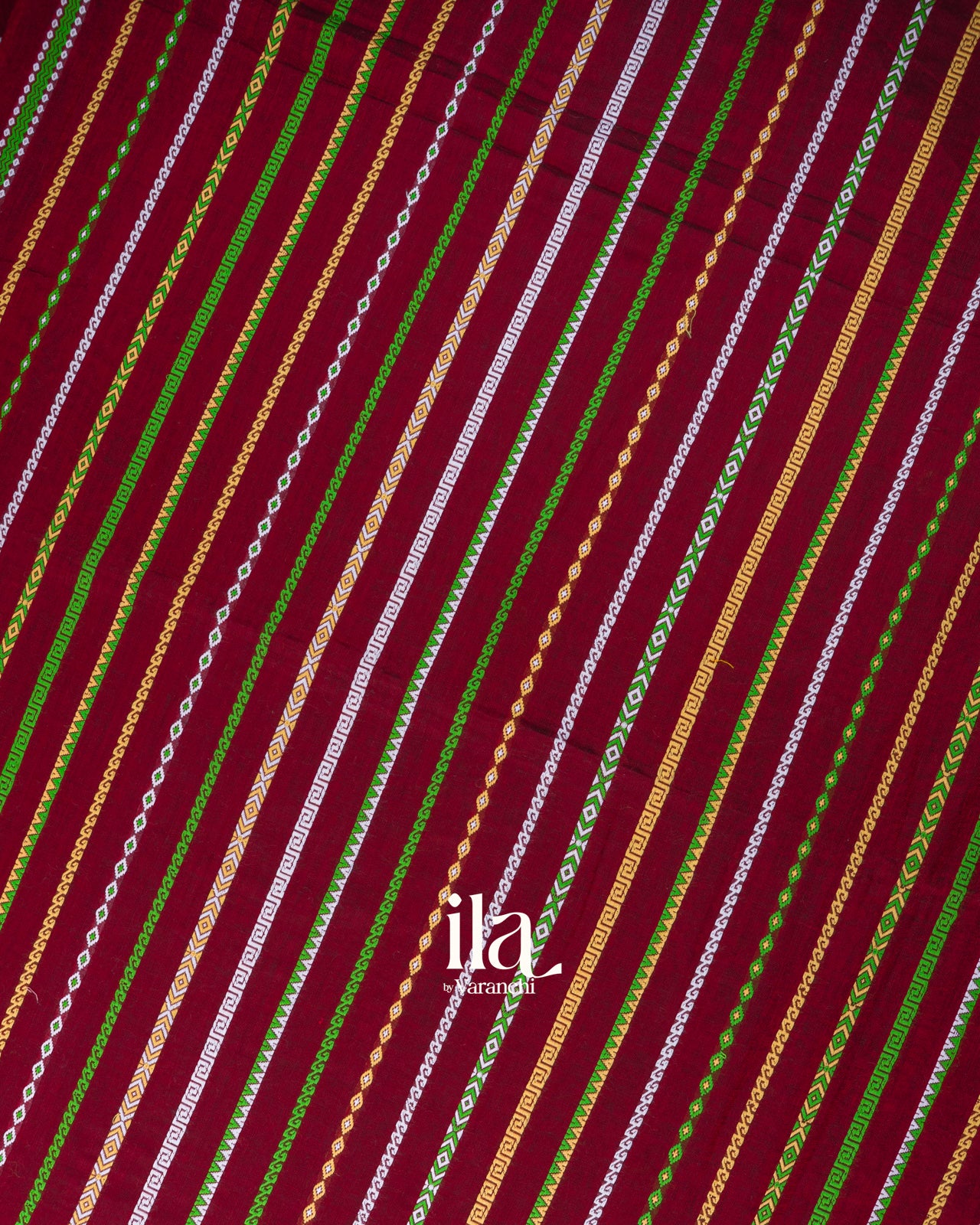 Deep Maroon Bhujodi Inspired Embroidered Cotton Saree