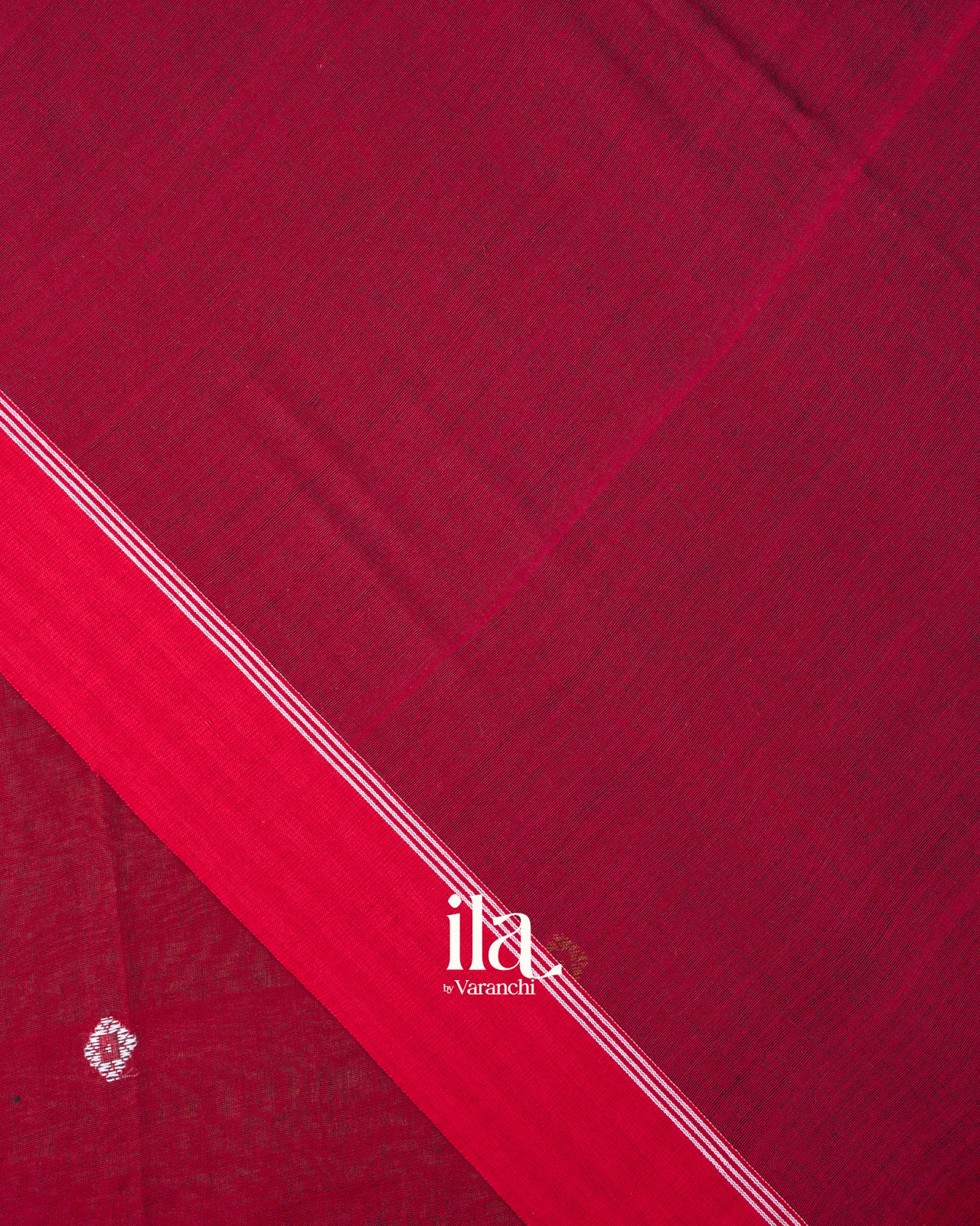Deep Maroon Bhujodi Inspired Embroidered Cotton Saree