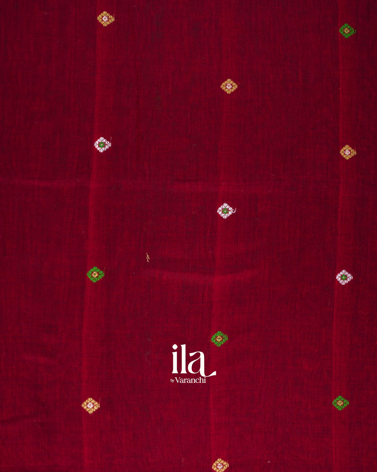 Deep Maroon Bhujodi Inspired Embroidered Cotton Saree