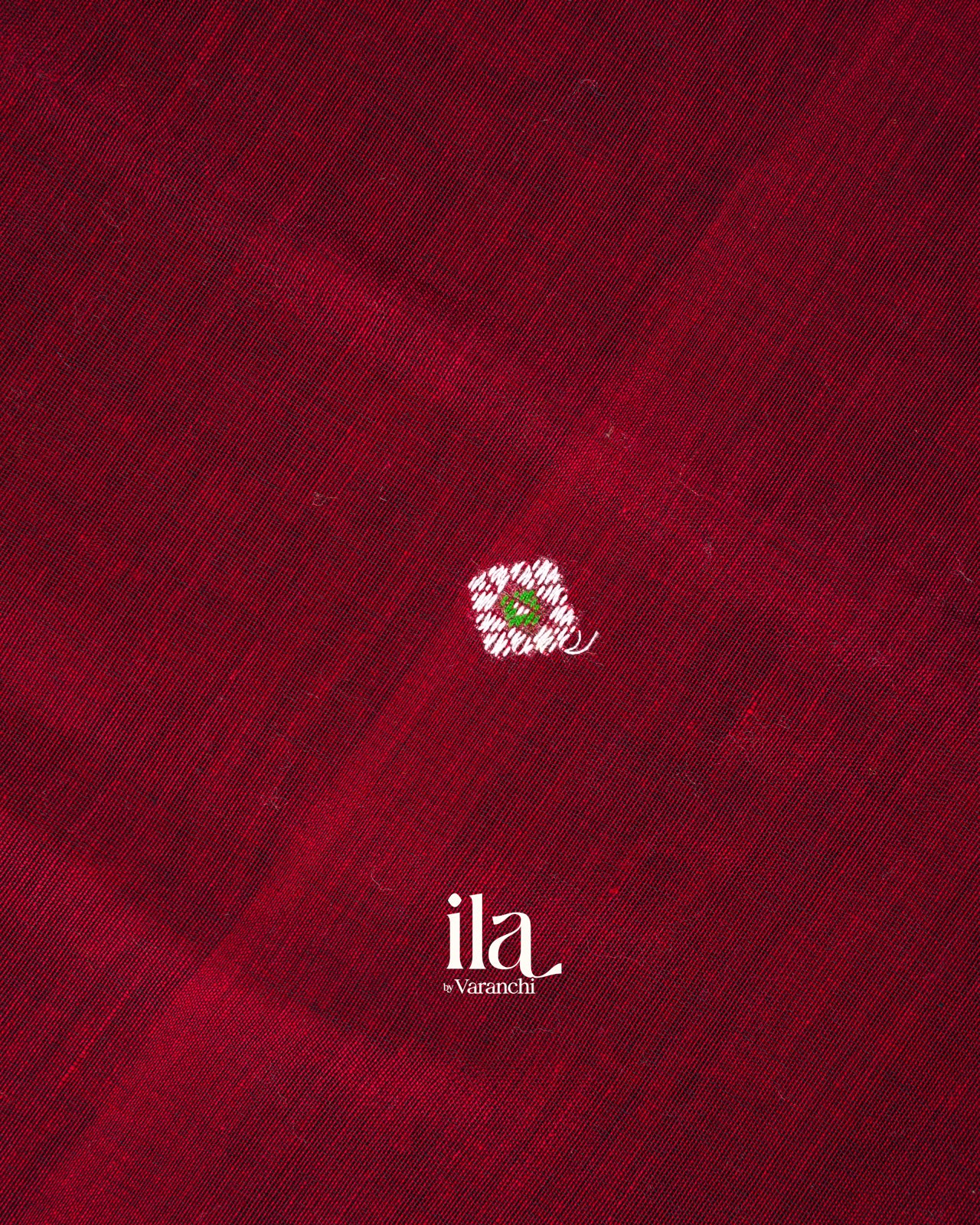 Deep Maroon Bhujodi Inspired Embroidered Cotton Saree