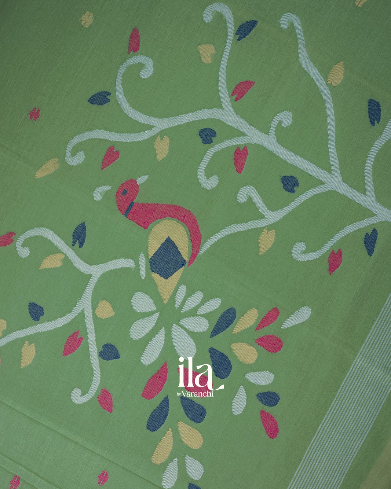 Leaf Green Pure Cotton Saree
