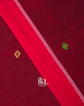 Deep Maroon Bhujodi Inspired Embroidered Cotton Saree