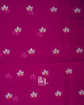 Magenta Floral Embroidered Pure Mul Cotton Saree