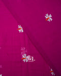 Magenta Floral Embroidered Pure Mul Cotton Saree