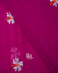 Magenta Floral Embroidered Pure Mul Cotton Saree