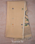 Cream Jamdani Pure Mul Mul Cotton Handloom Saree