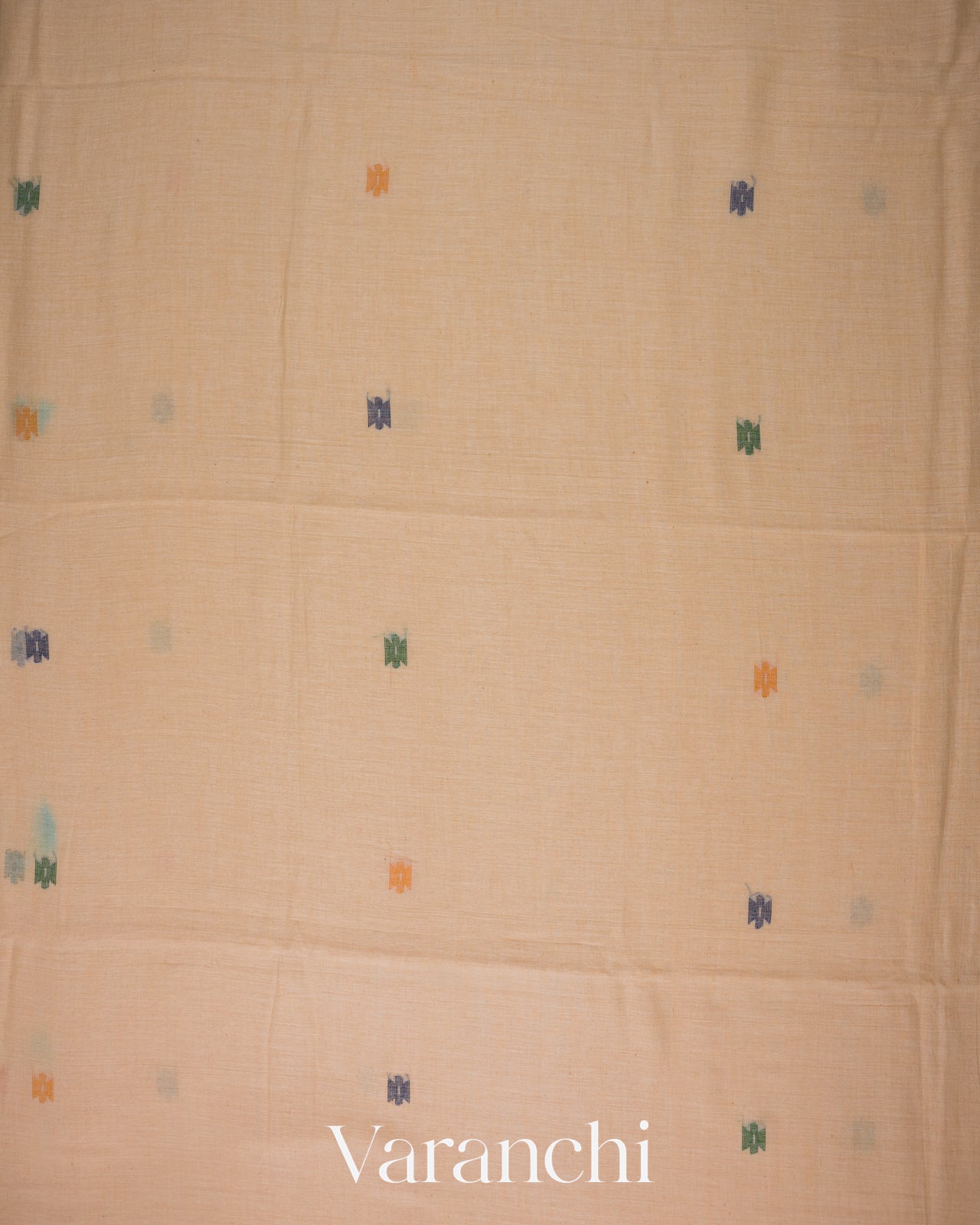 Cream Jamdani Pure Mul Mul Cotton Handloom Saree