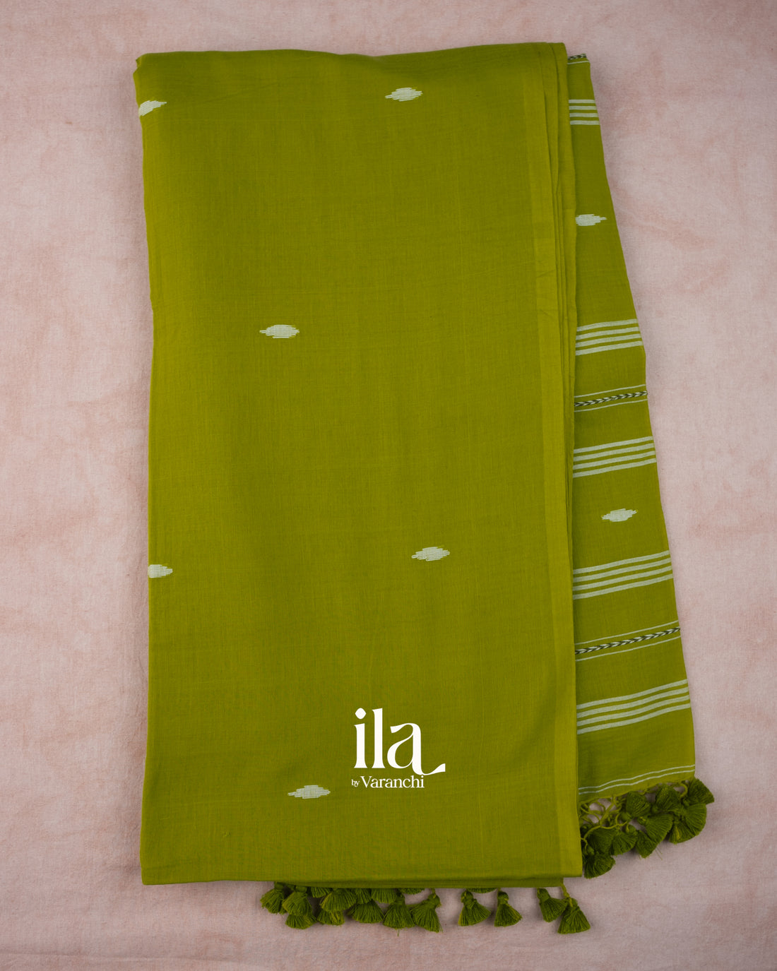 Olive Green Pure Mul Mul Cotton Saree