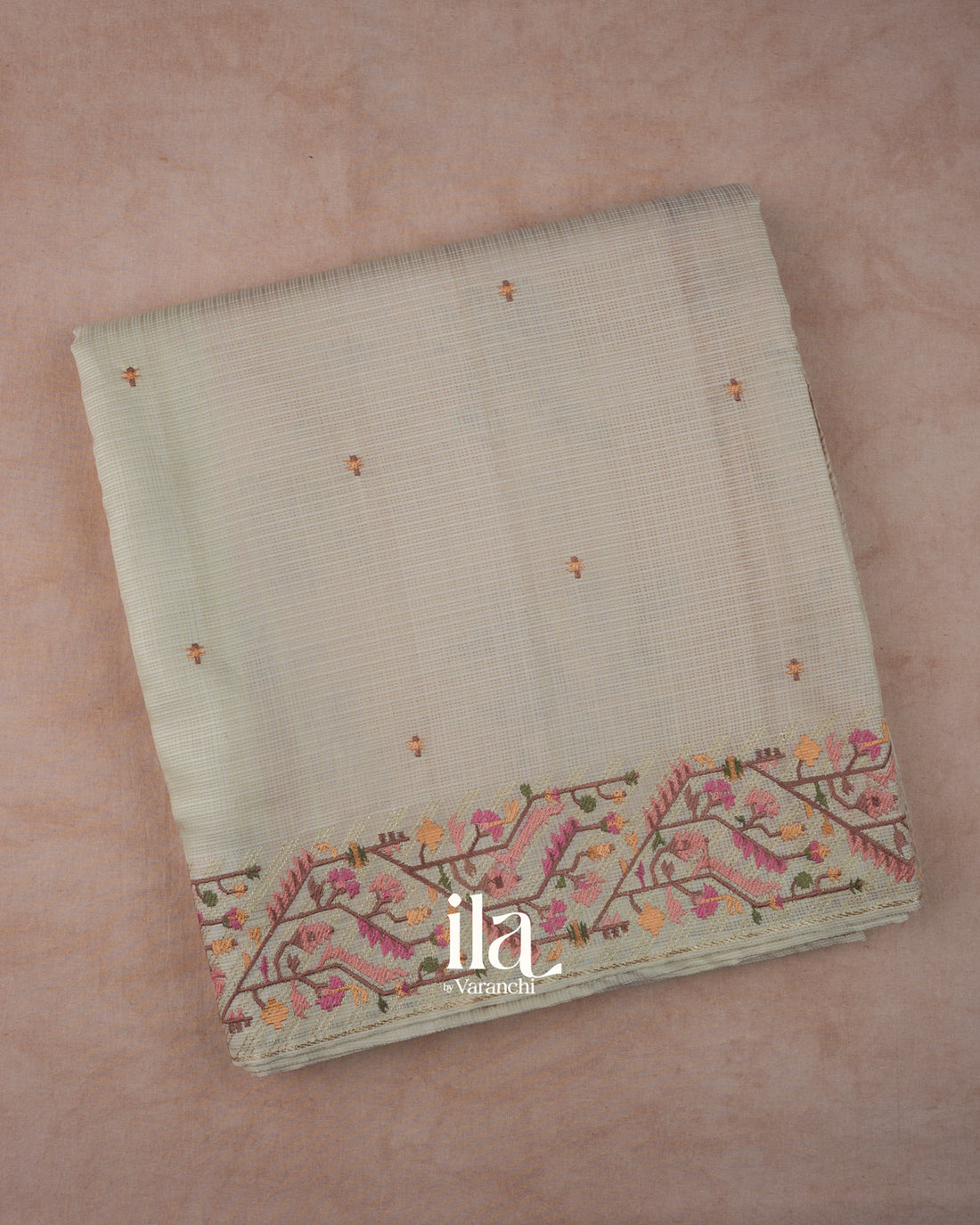 Beige Dhakai Jamdani Semi Kota Saree
