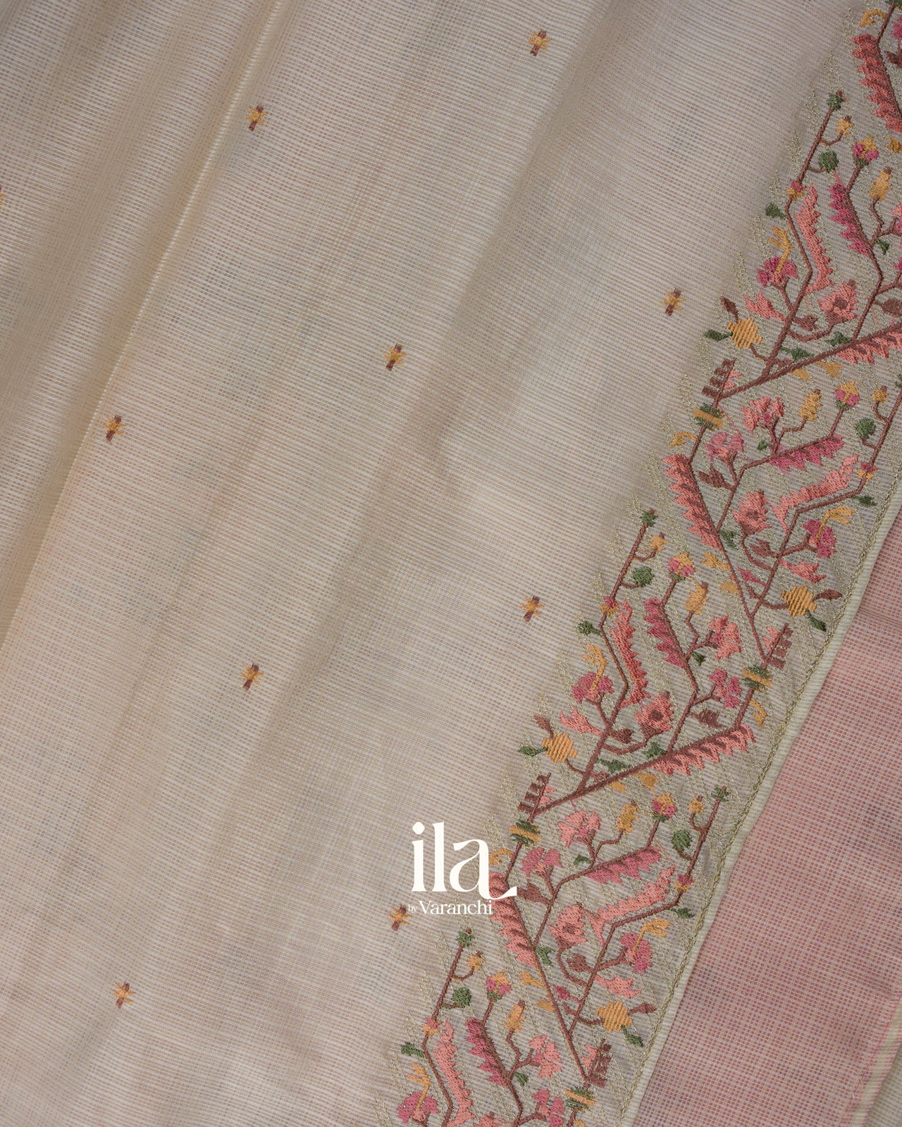 Beige Dhakai Jamdani Semi Kota Saree