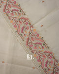 Beige Dhakai Jamdani Semi Kota Saree