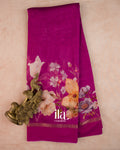 Magenta Floral Digital Printed Pure Soft Cotton Saree