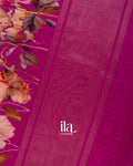Magenta Floral Digital Printed Pure Soft Cotton Saree