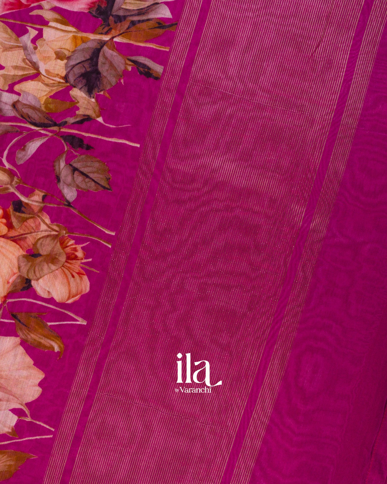 Magenta Floral Digital Printed Pure Soft Cotton Saree