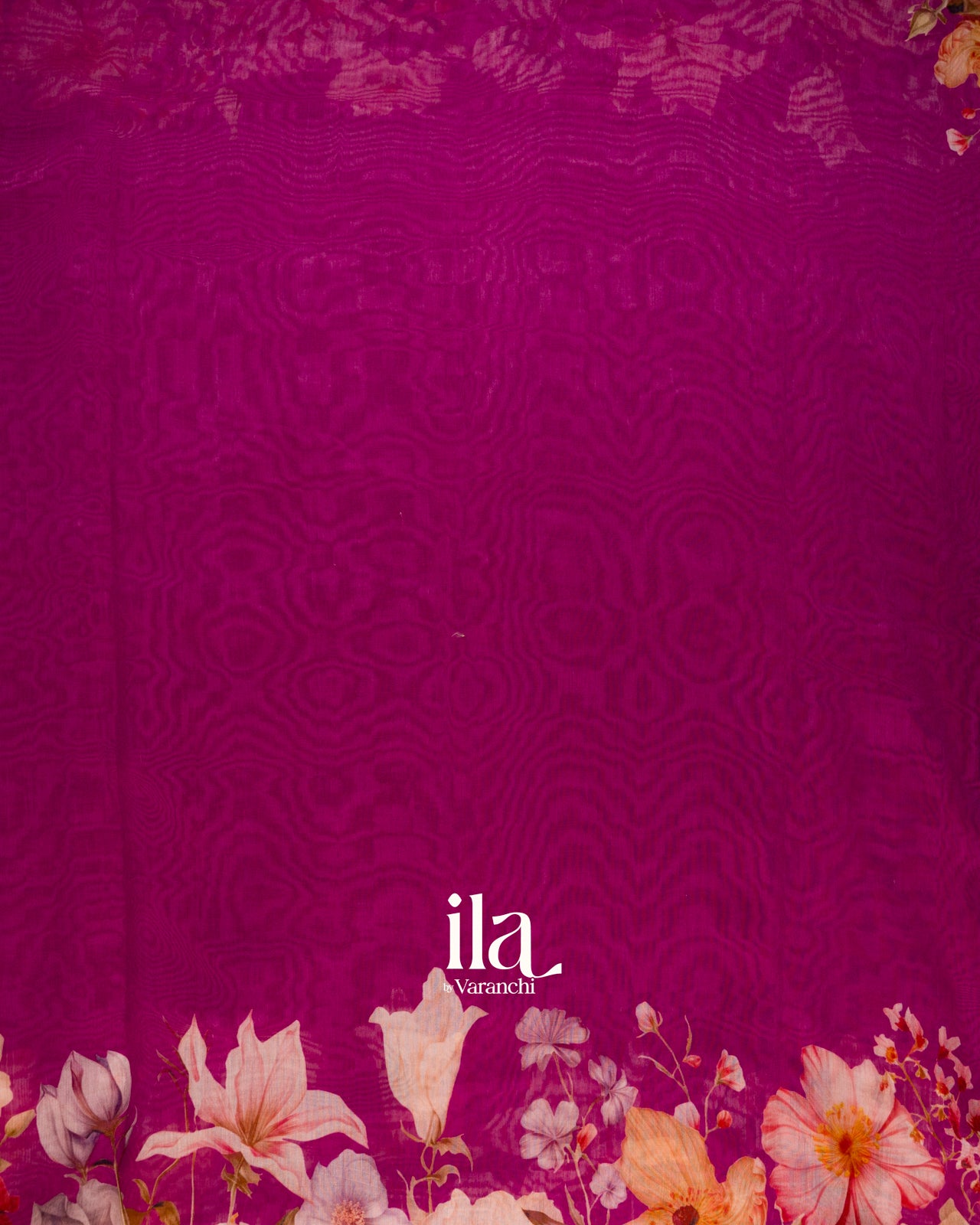 Magenta Floral Digital Printed Pure Soft Cotton Saree