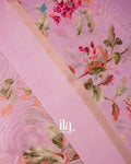 Lilac Floral Digital Printed Pure Soft Cotton Saree