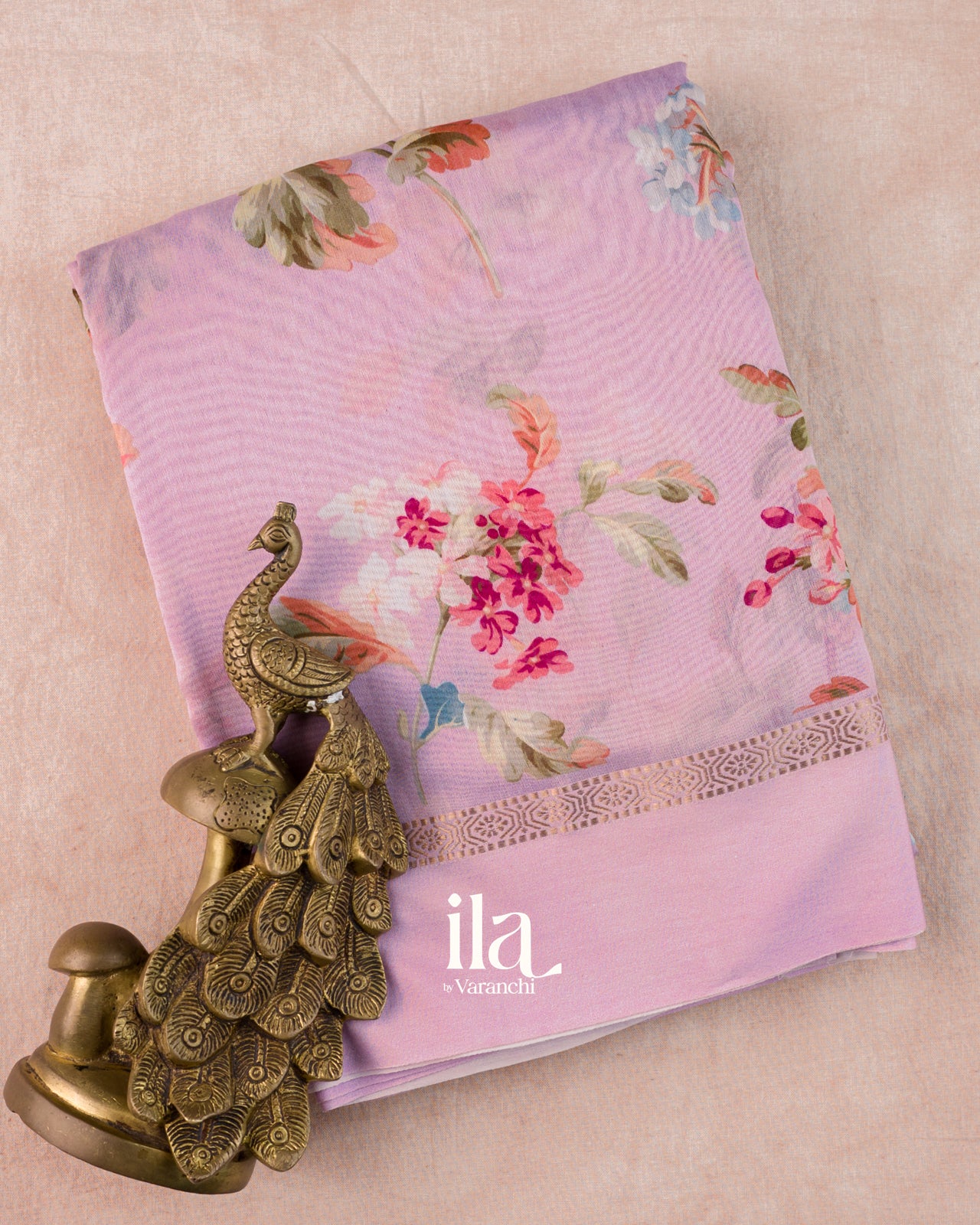 Lilac Floral Digital Printed Pure Soft Cotton Saree