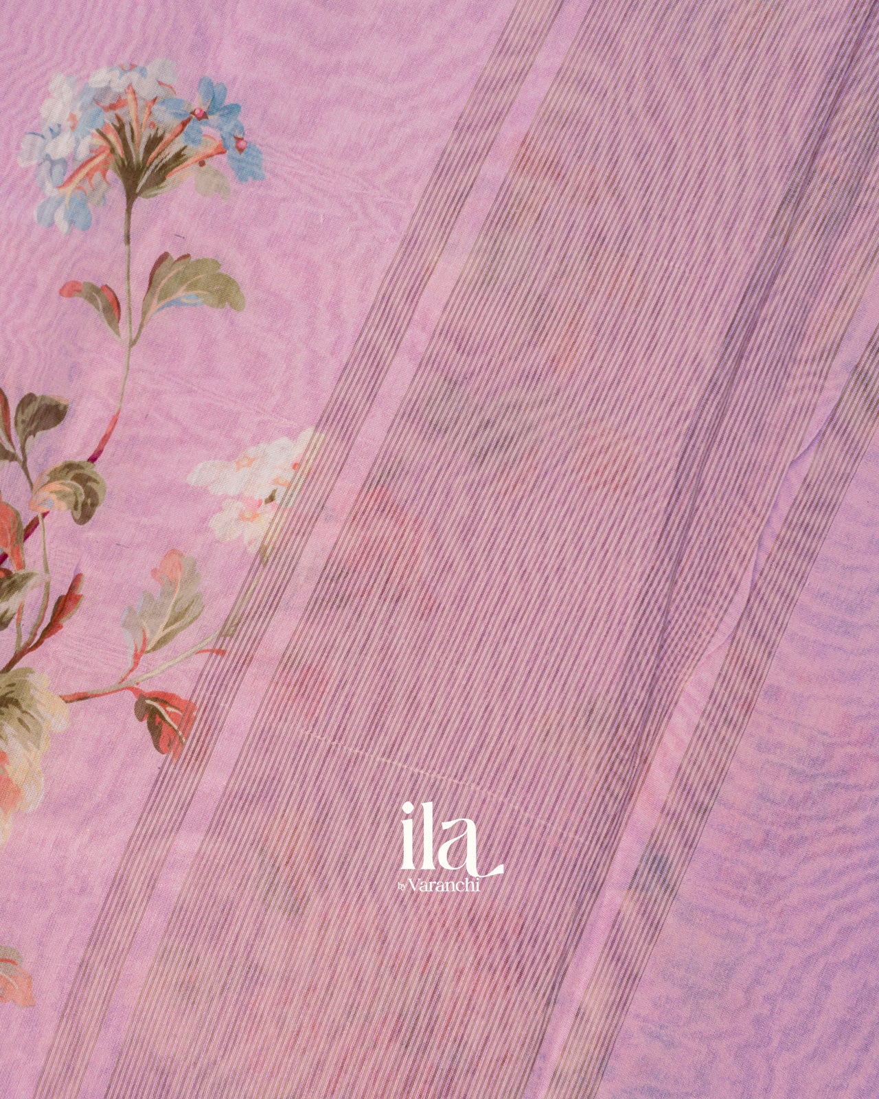 Lilac Floral Digital Printed Pure Soft Cotton Saree