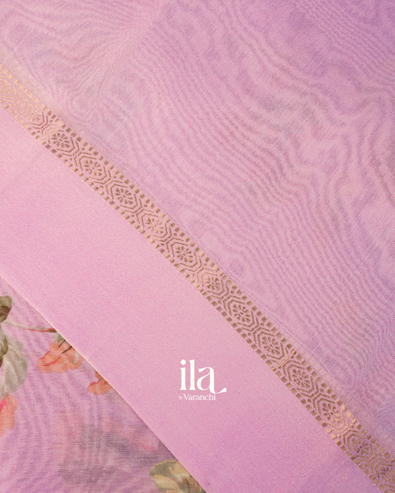Lilac Floral Digital Printed Pure Soft Cotton Saree